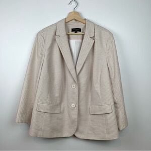 Talbots Blazer Plus Size 20W White Striped Cotton Blend Elegant Office Classic